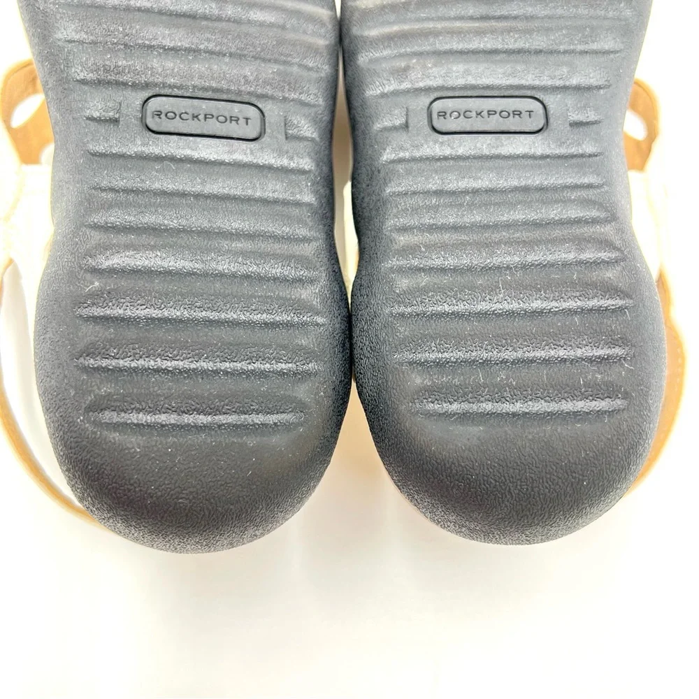 Rockport Womens Size 7 Ridge Sling Ivory‎ White Cutout Summer Sandals Shoes